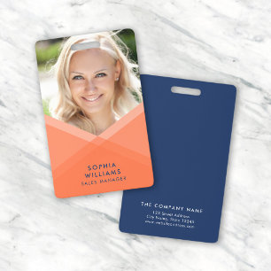 Orange and Blue Layered Geometric Photo ID Badge