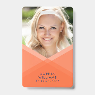 Orange and Blue Layered Geometric Photo ID Badge