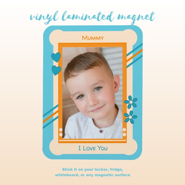Orange and blue love you mummy photo magnet (Creator Uploaded)