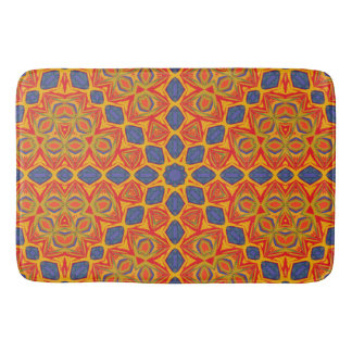 Orange And Blue Pattern Bath Mat