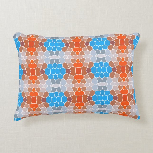 Orange and Blue Pattern Decorative Cushion (Front)