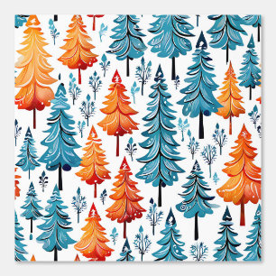 Orange and Blue Pine Trees Wallpaper