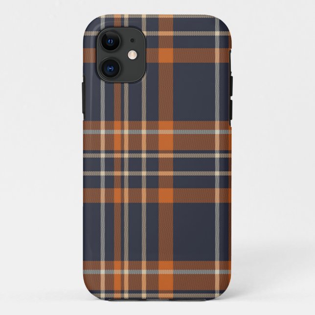 orange and blue plaid iPhone case (Back)