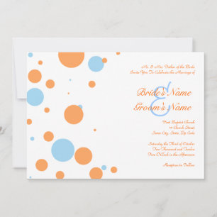 Orange and Blue Polka Dot Wedding Invitation