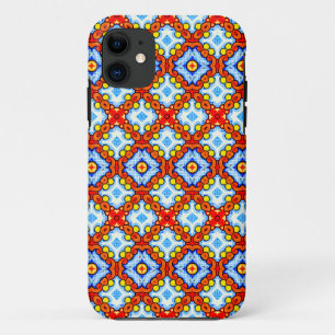 Orange and blue retro tile pattern Case-Mate iPhone case
