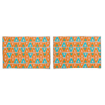 Orange and Blue Seamless Geometric Pattern 