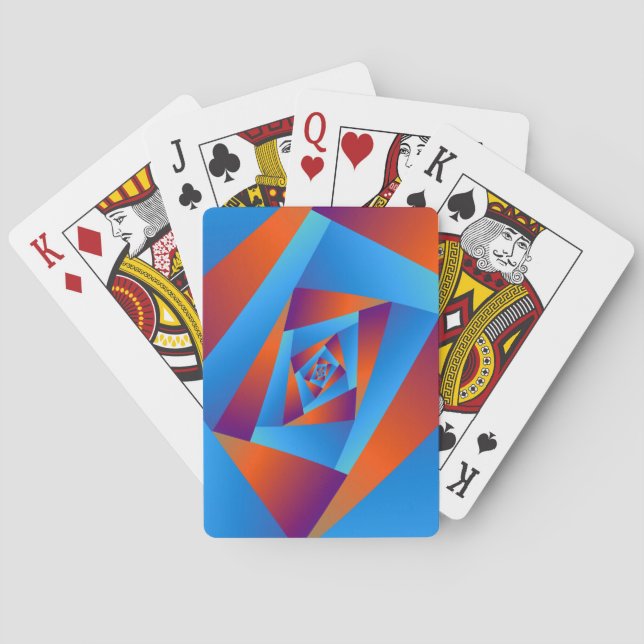 Orange and Blue Spiral Playing Cards (Back)