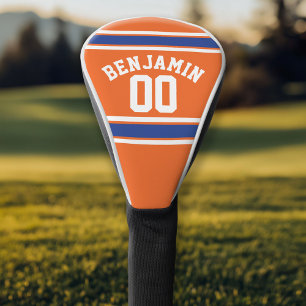 Orange and Blue Sports Jersey Stripes Golf Head Cover