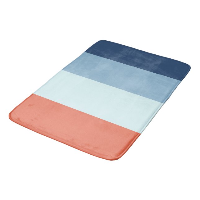 Orange and Blue Stripes Bath Mat (Angled)