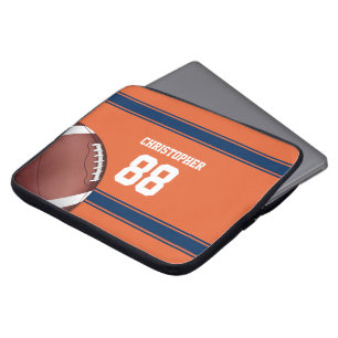 Orange and Blue Stripes Jersey Football Laptop Sleeve