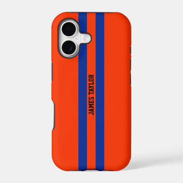 Orange and Blue Stripes pattern Monogram (Back)