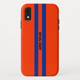 Orange and Blue Stripes pattern Monogram Case-Mate iPhone Case