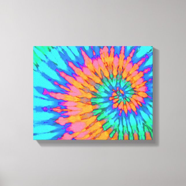 Orange and Blue Tie Dye 14"x11" Art Canvas Print (Front)