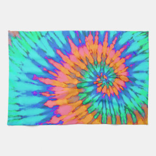 Orange and Blue Tie Dye Kitchen Towel