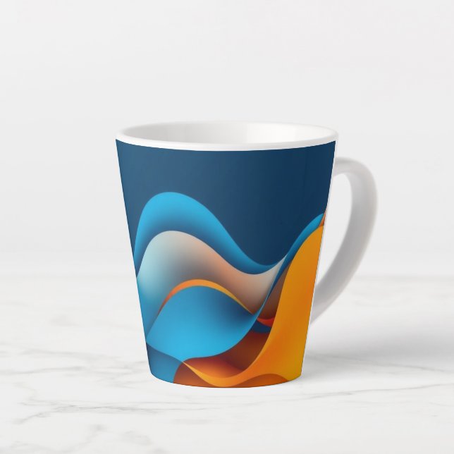 Orange and Blue Waves Latte Mug (Right Angle)