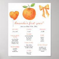 Orange and Bow First Birthday Milestone Birthday