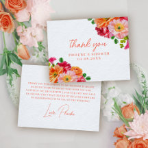 Orange and Bright Pink Floral Bridal Shower Flat