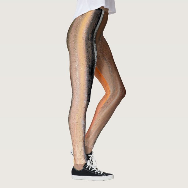 Orange and Brown Abstract Dance Leggings (Right)