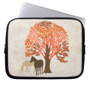 Orange and Brown Autumn Horses Laptop Sleeve