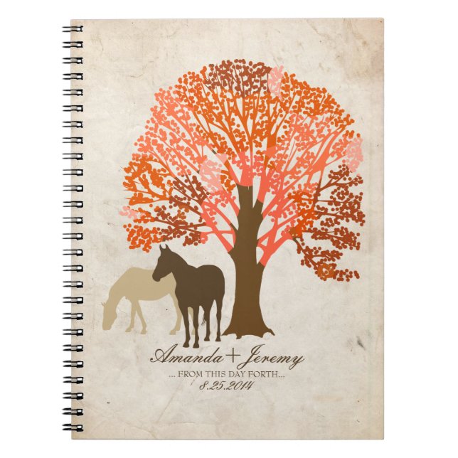 Orange and Brown Autumn Horses Spiral Notebook (Front)