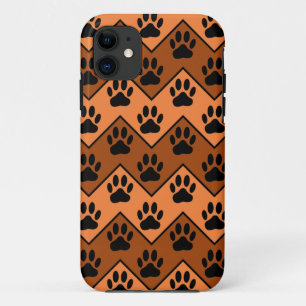Orange And Brown Chevron With Dog Paw Pattern Case-Mate iPhone Case