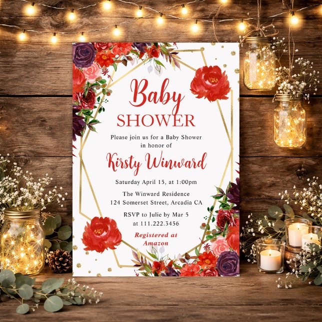 Orange and Brown Fall flowers Frame Baby Shower Invitation (Creator Uploaded)
