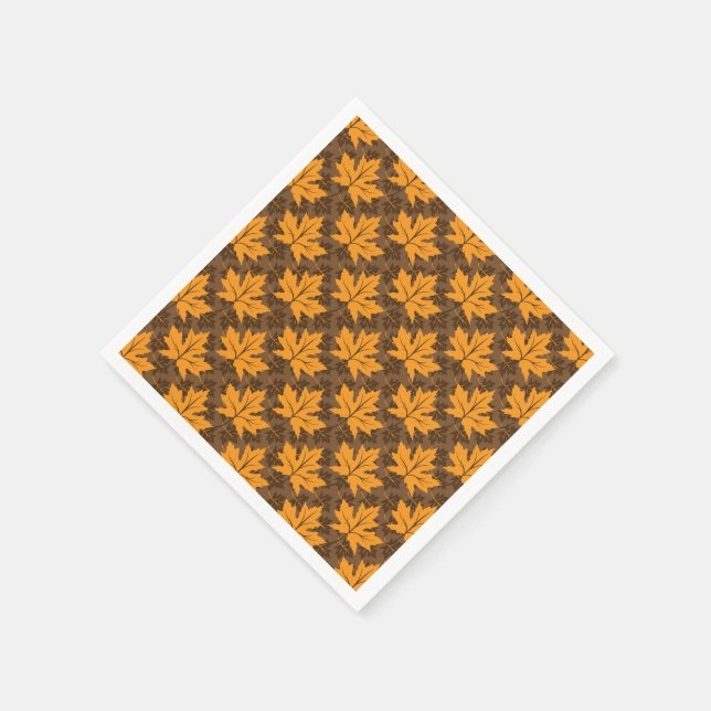 Orange and brown fall maple leaves pattern napkin (Corner)