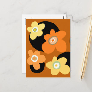 Orange and brown flowers postcard