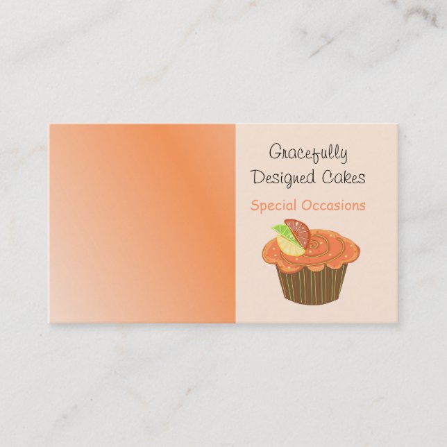 Orange and Brown Fruit Cupcake Business Card (Front)