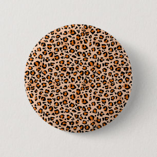 Orange and Brown Leopard Print 6 Cm Round Badge