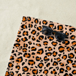 Orange and Brown Leopard Print Beach Towel
