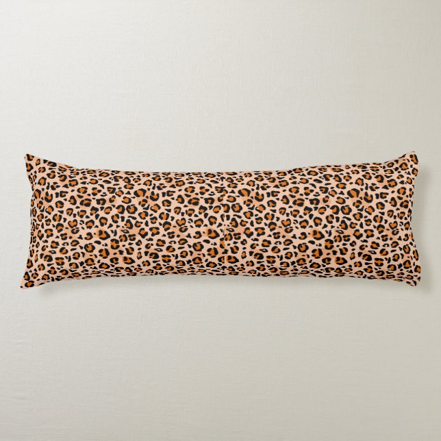 Orange and Brown Leopard Print Body Cushion (Front)