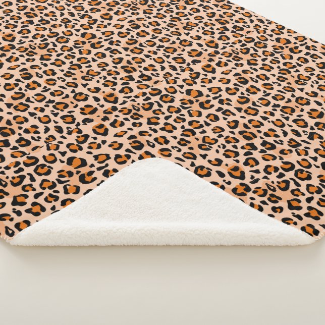 Orange and Brown Leopard Print Sherpa Blanket (3/4)