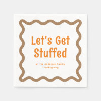 Orange and Brown Let's Get Stuffed Wavy Square