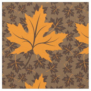 Orange and brown maple leaves fall custom fabric