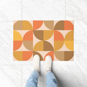Orange and Brown Mid Century Half Circles Doormat
