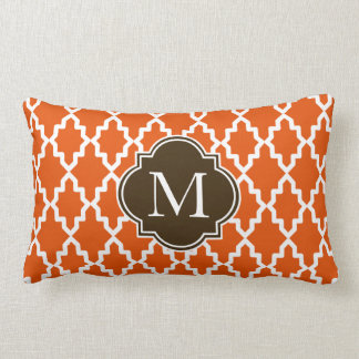 Orange and Brown Moroccan Monogram Lumbar Cushion