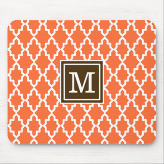 Orange and Brown Moroccan Monogram Mouse Pad