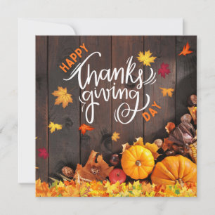 Orange and Brown Rustic Happy Thanksgiving Holiday Card