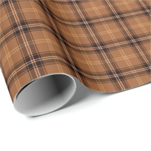 Orange and Brown Rustic Plaid Wrapping Paper