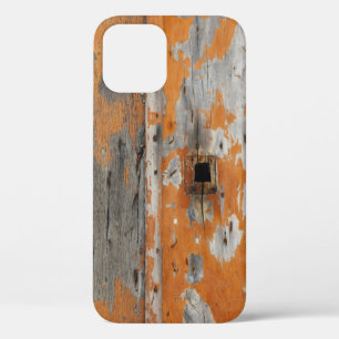 Orange and brown wooden board iPhone 12 case