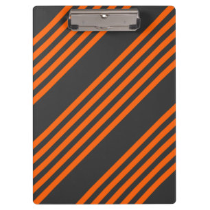 Orange and charcoal five stripes pattern clipboard
