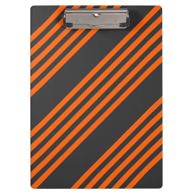 Orange and charcoal five stripes pattern clipboard (Front)
