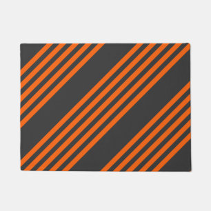 Orange and charcoal five stripes pattern doormat