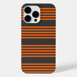 Orange and charcoal five stripes pattern iPhone 14 pro max case