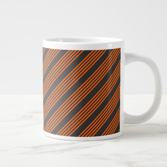 Orange and charcoal five stripes pattern large coffee mug (Right)