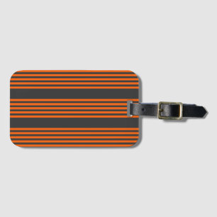 Orange and charcoal five stripes pattern luggage tag