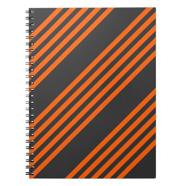 Orange and charcoal five stripes pattern notebook (Front)