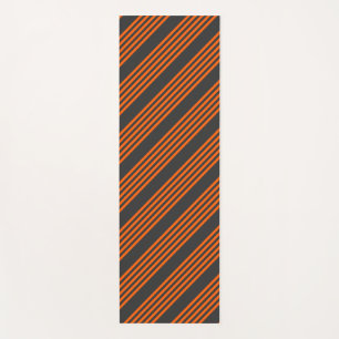 Orange and charcoal five stripes pattern yoga mat