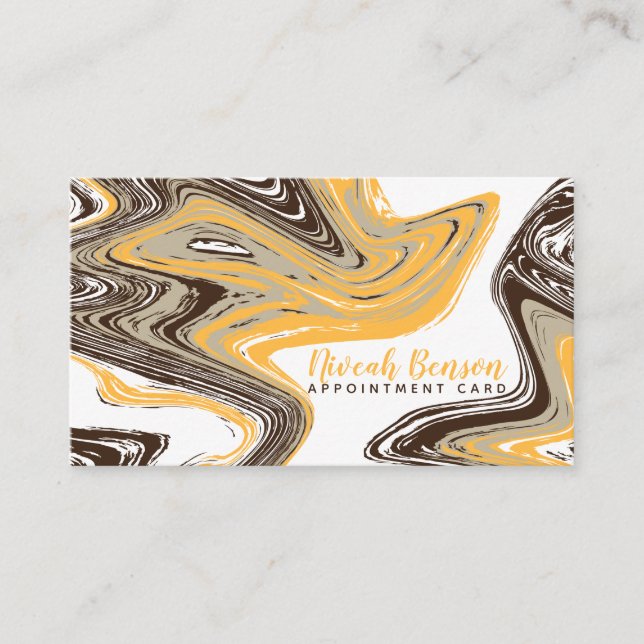 orange and chocolate strokes appointment card (Front)